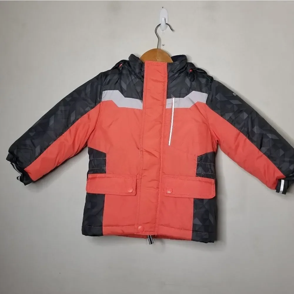 Kids coat coral color winter snow size 3T hooded warm